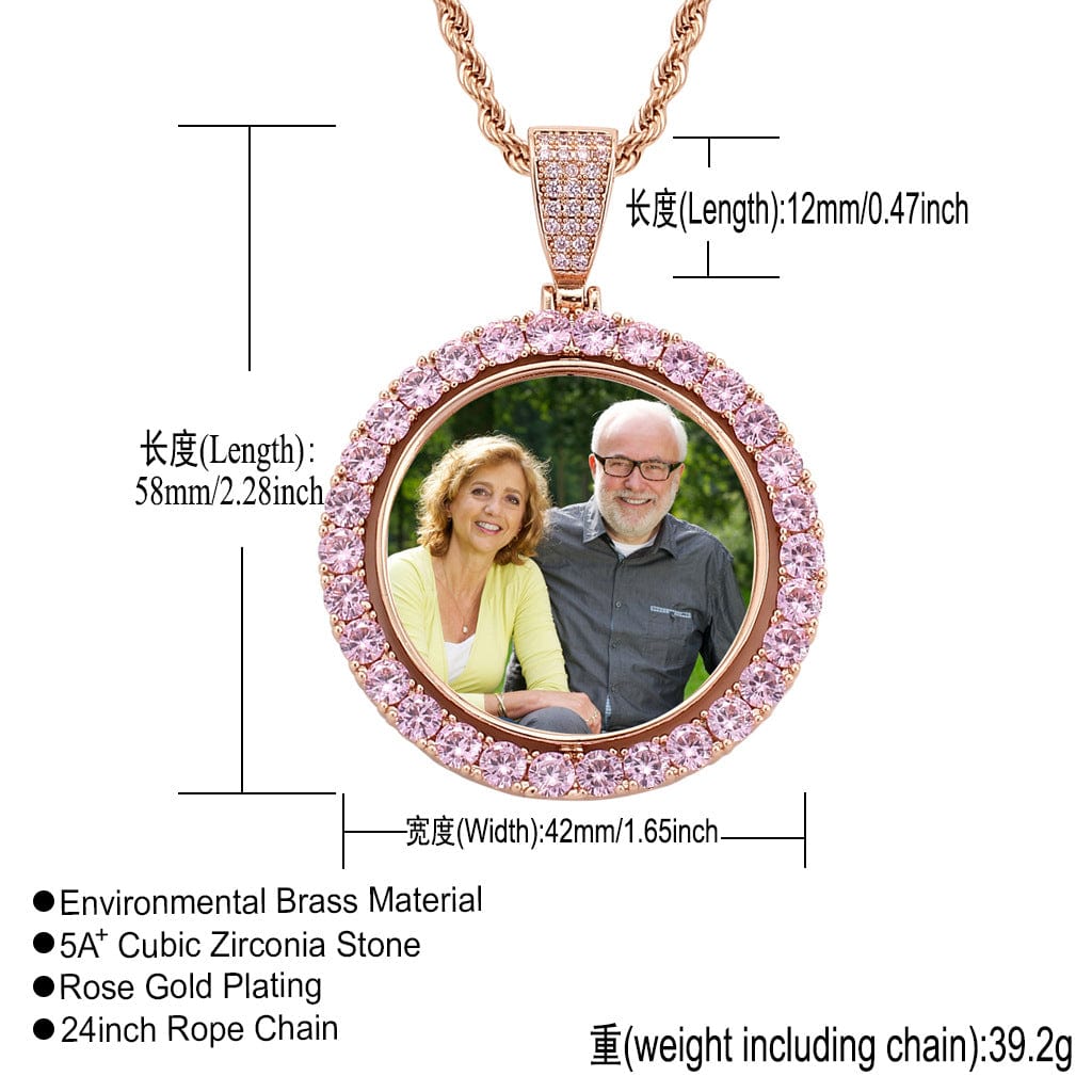 Custom double sided spinning photo pendant