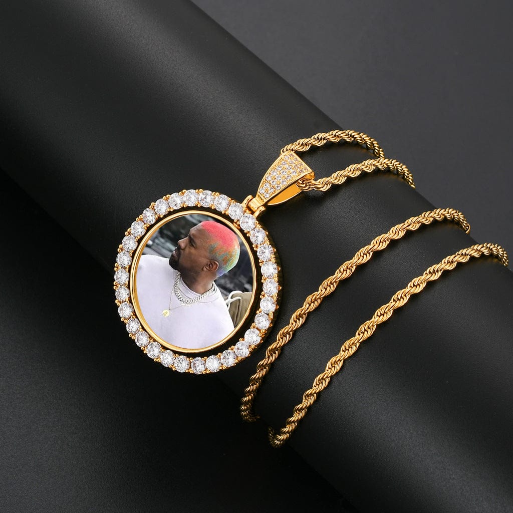 Custom double sided spinning photo pendant