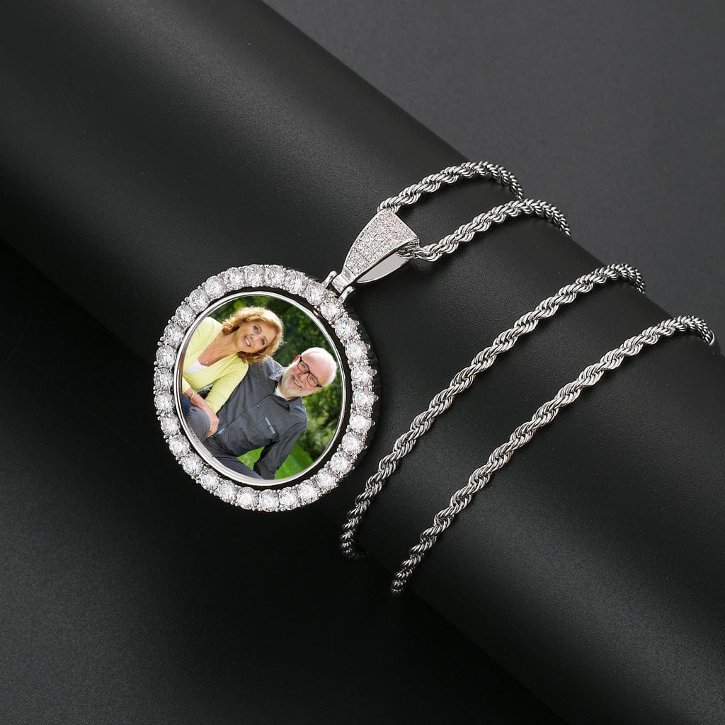 Custom double sided spinning photo pendant