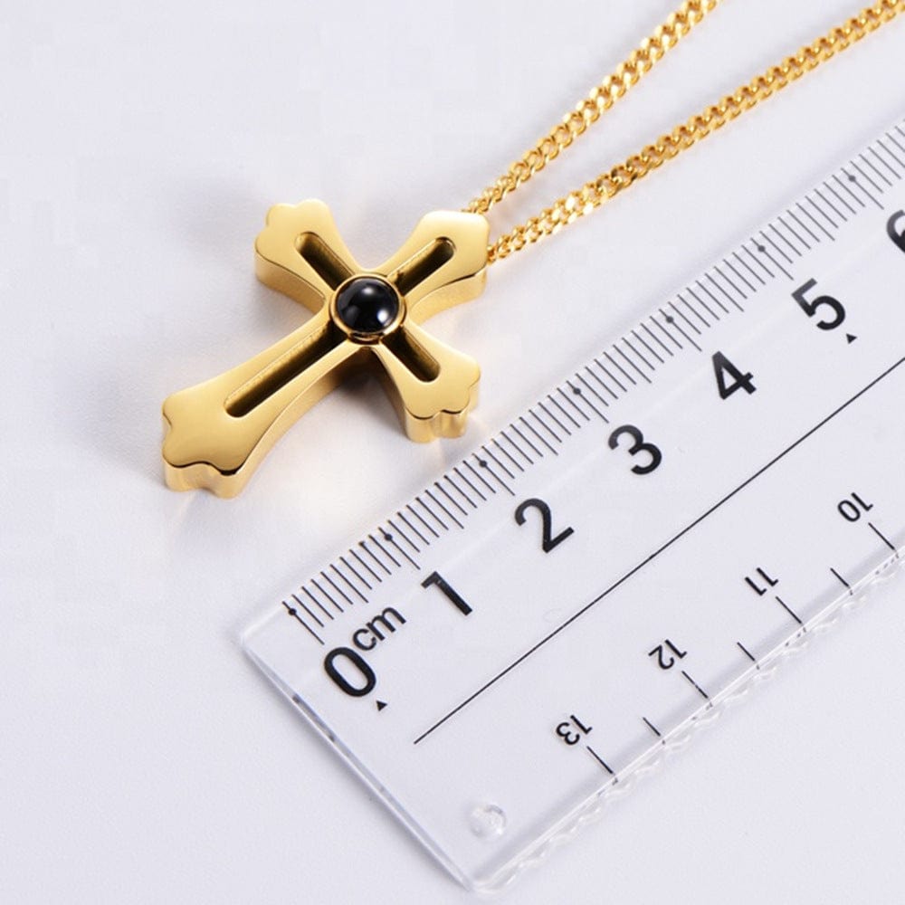 Personalized Cross Photo Projection Necklace