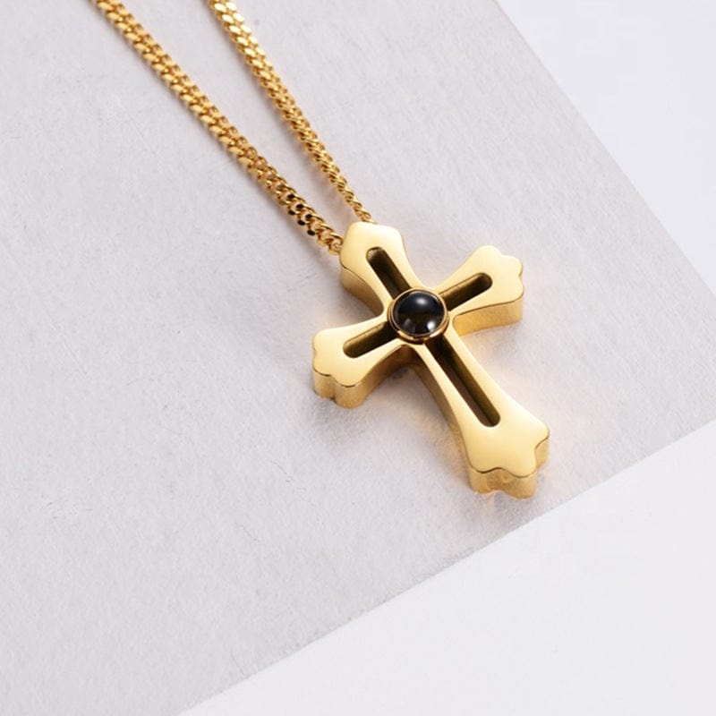 Personalized Cross Photo Projection Necklace