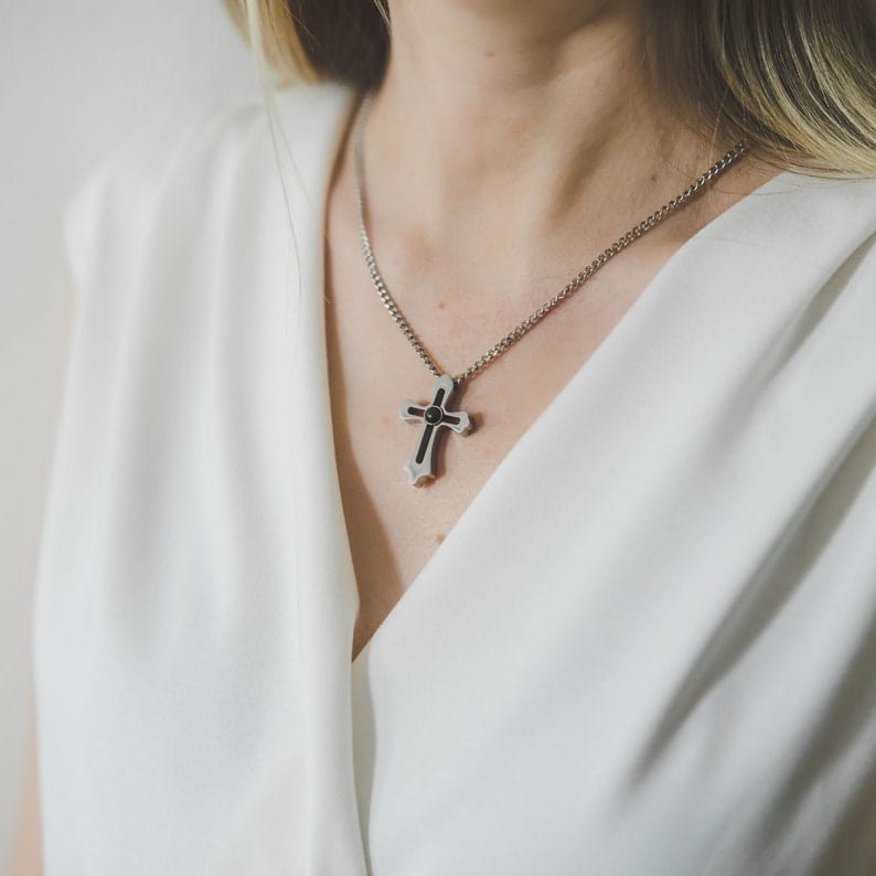 Personalized Cross Photo Projection Necklace