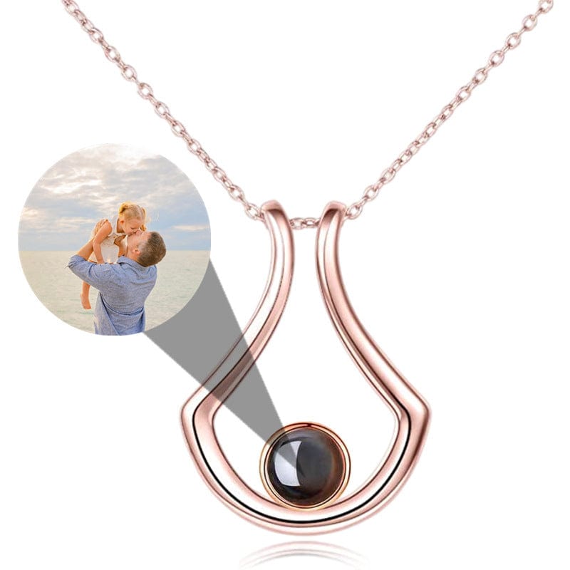 Personalized U-Shaped Photo Projection Necklace