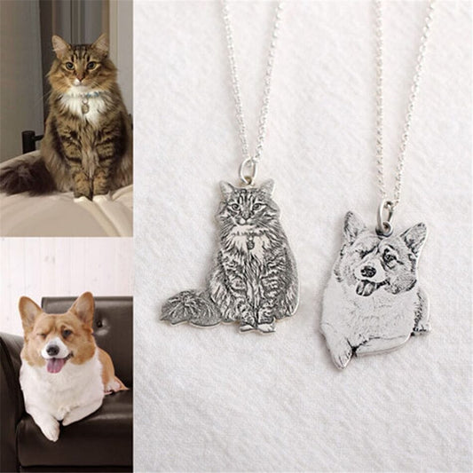 Personalized laser stainless steel pet photo Necklace
