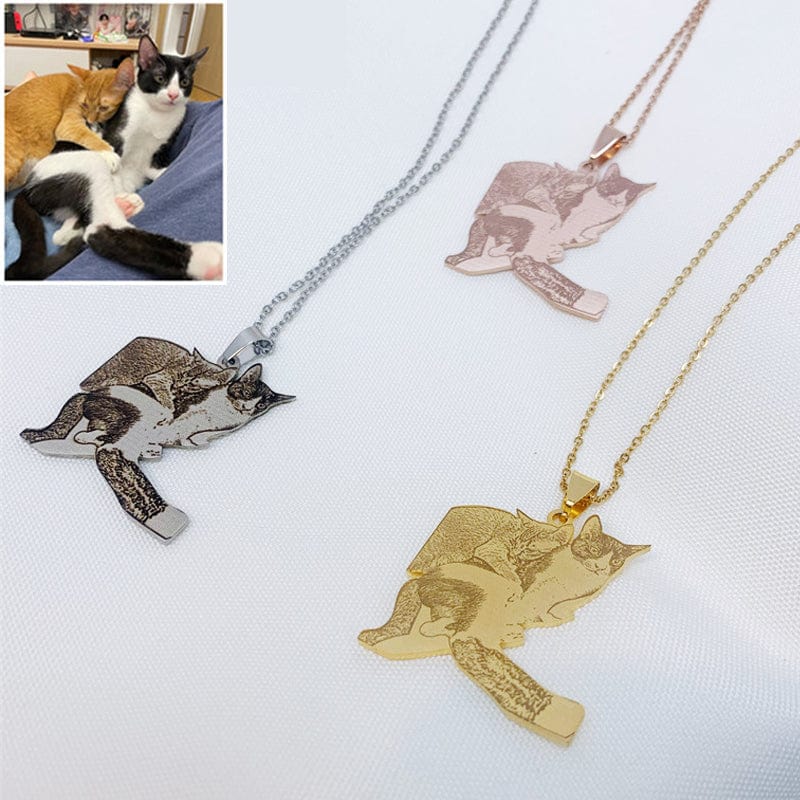 Personalized laser stainless steel pet photo Necklace