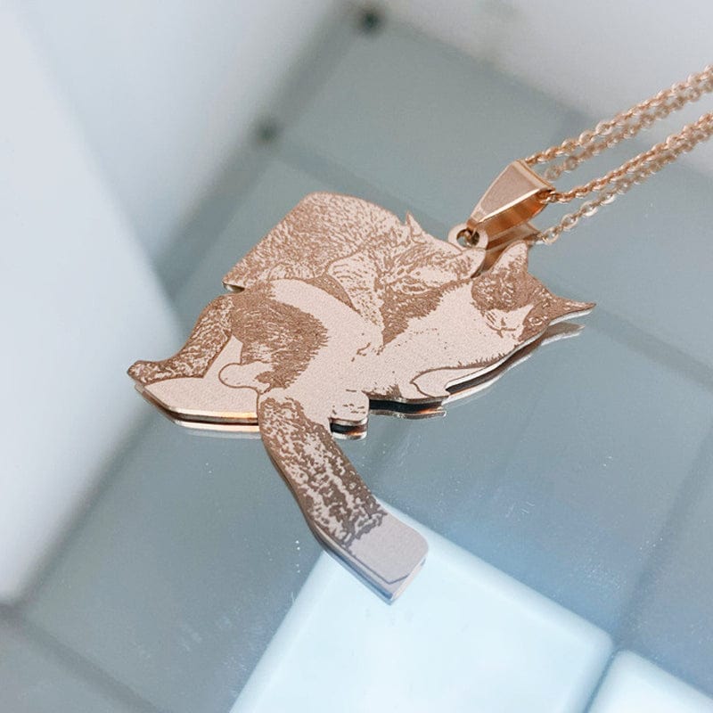 Personalized laser stainless steel pet photo Necklace