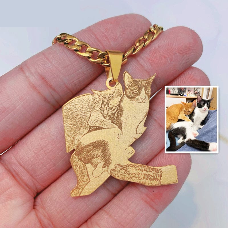 Personalized laser stainless steel pet photo Necklace