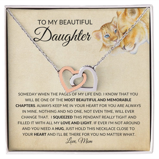 To My Beautiful Daughter | My Love and Light | Interlocking Hearts Necklace
