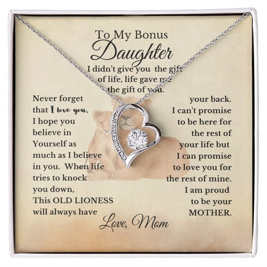 To My Bonus Daughter | I Will Always Be There For You |  Forever Love Necklace